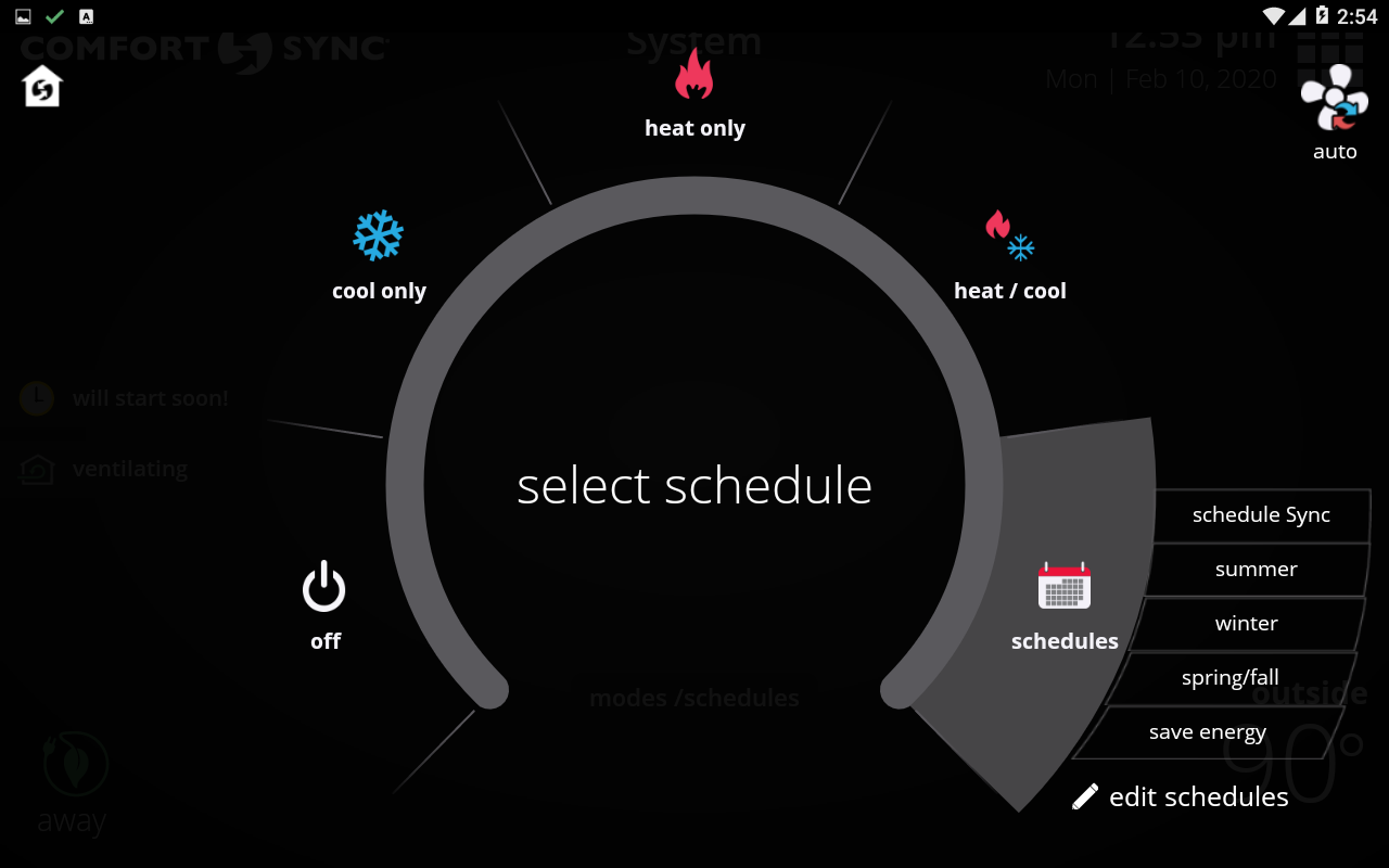 Schedule Menu